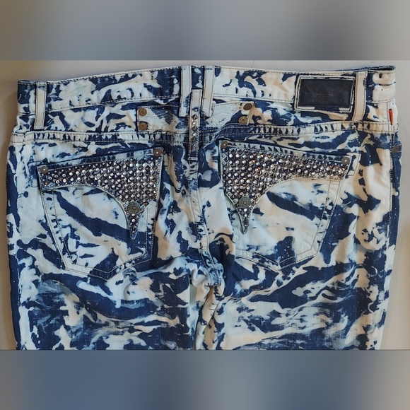 ROBIN'S JEAN LNG FLP MEN'S ACID DYE STUDDED POCKETS BOOT LEG JEANS SIZE 42 X 30 - Picture 2 of 12